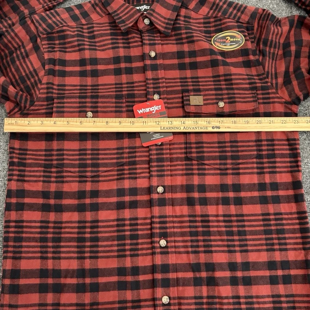 New Wrangler Riggs Workwear Flannel Shirt Mens Sz M Heavy Long Sleeve Red Plaid